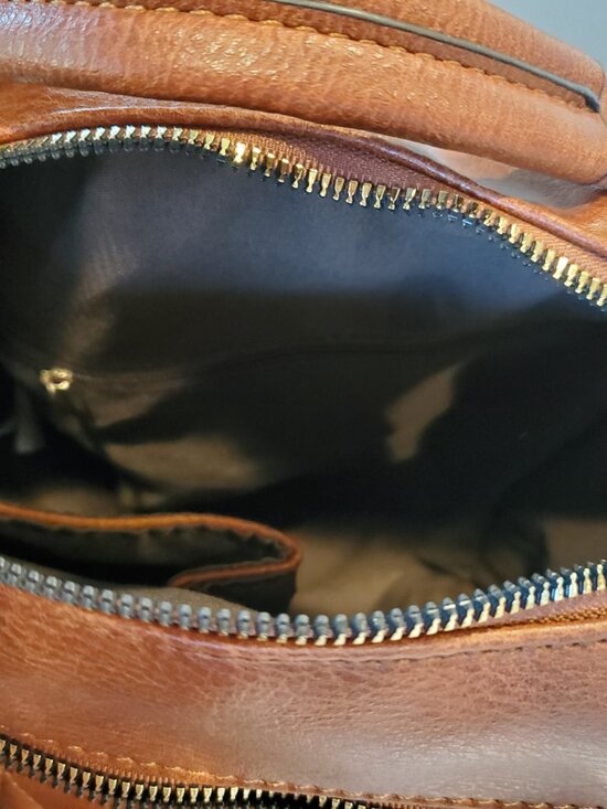 Cognac Quilted Vegan Leather Convertible Backpack Purse main image 4